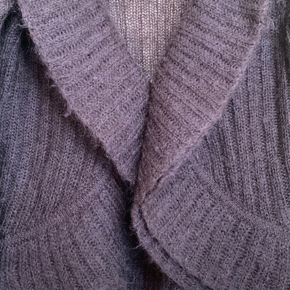 Trina Turk | Merlot Mohair Shawl Collar Bell Sleeve Ribbed Knit Cardigan L - Picture 11 of 17